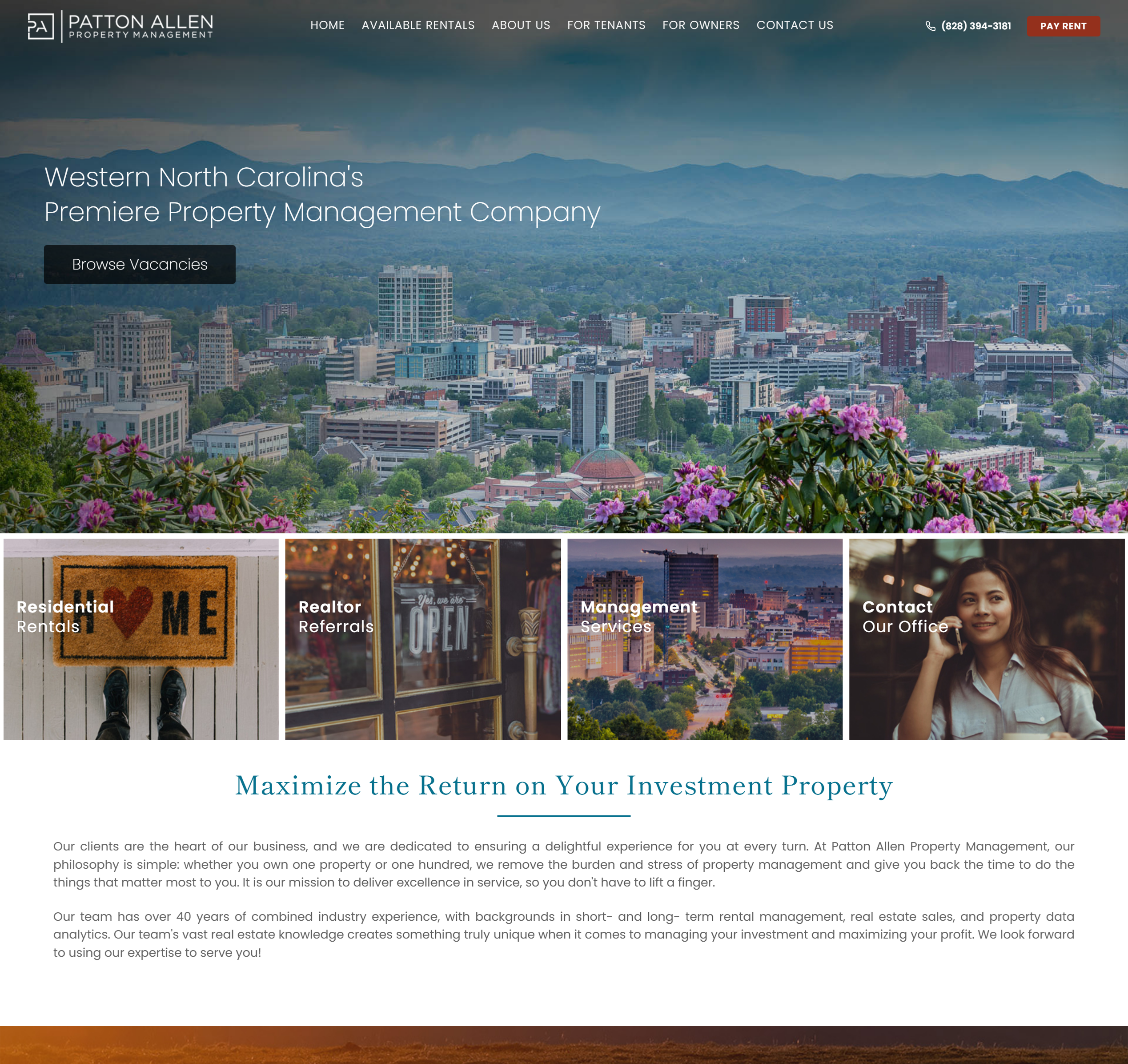 PA Property Management website screenshot